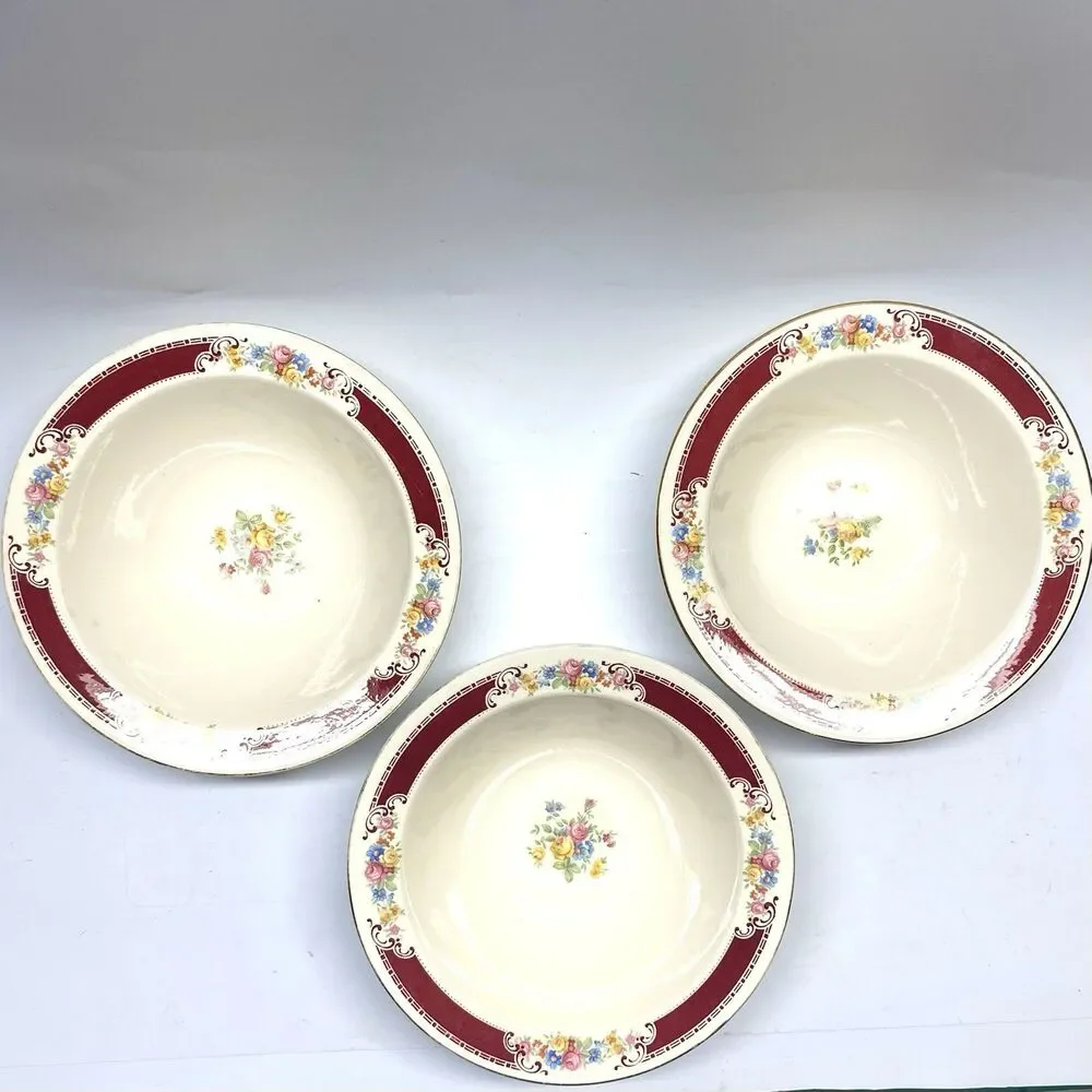 Homer Laughlin Majestic Lot of 3 Rimmed Soup Bowls 9